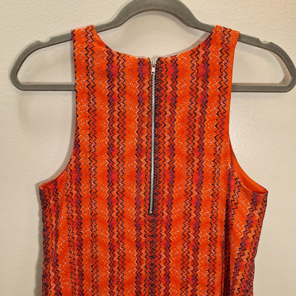 Vintage Sleeveless Back Zip Mini Dress Orange Pink Hippie Boho Tribal Small USA - Picture 7 of 15